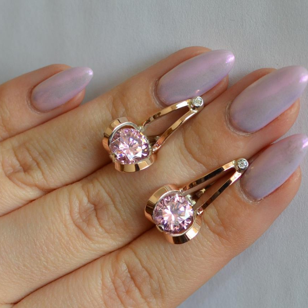 Серебряные серьги  с пластинами из золота