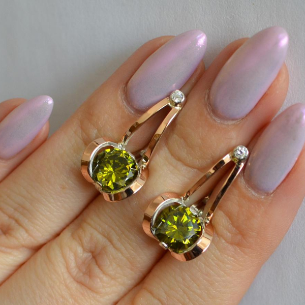 Серебряные серьги  с пластинами из золота