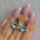 Серебряные серьги  с пластинами из золота