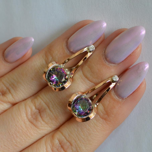 Серебряные серьги  с пластинами из золота