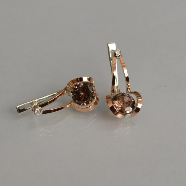 Серебряные серьги  с пластинами из золота