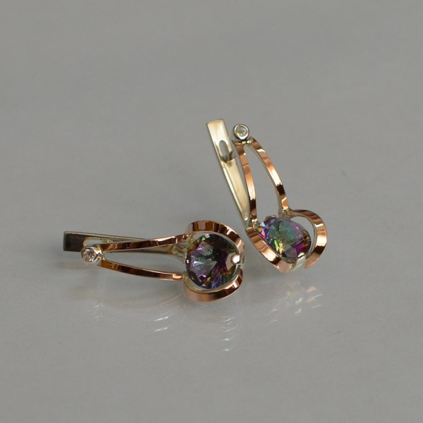 Серебряные серьги  с пластинами из золота