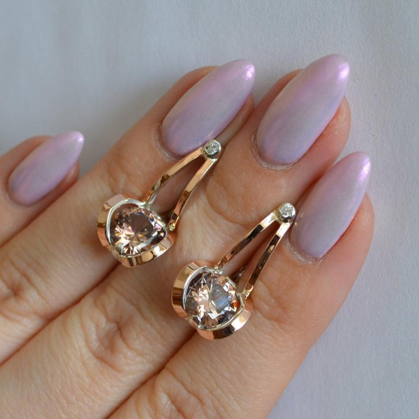 Серебряные серьги  с пластинами из золота