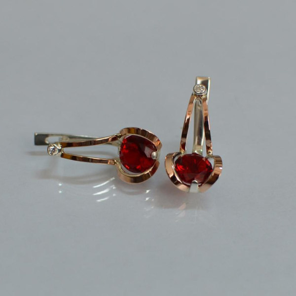 Серебряные серьги  с пластинами из золота