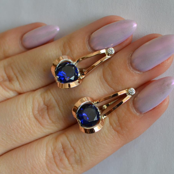 Серебряные серьги  с пластинами из золота