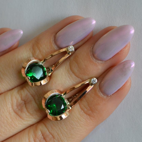 Серебряные серьги  с пластинами из золота