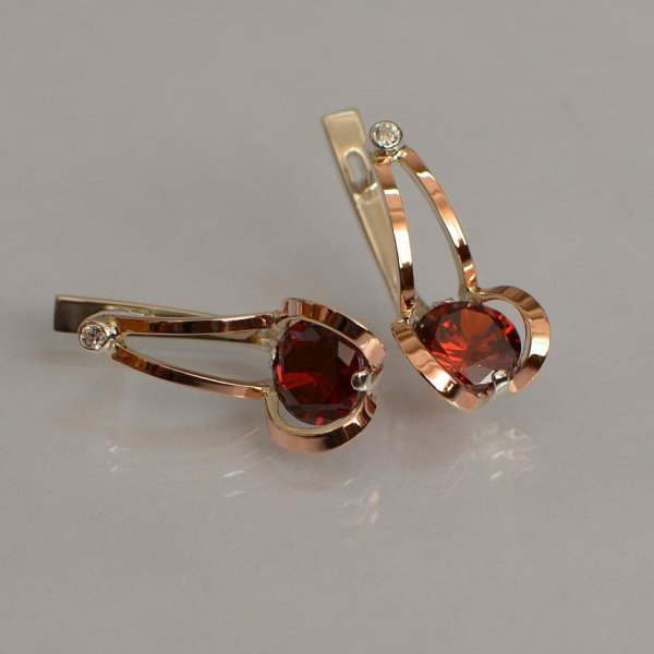 Серебряные серьги  с пластинами из золота