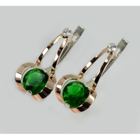 Серебряные серьги  с пластинами из золота