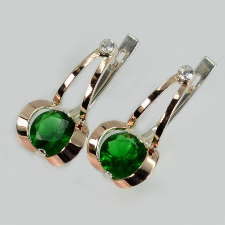 Срібні сережки з пластинами із золота