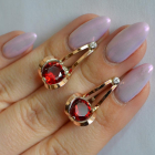 Серебряные серьги  с пластинами из золота