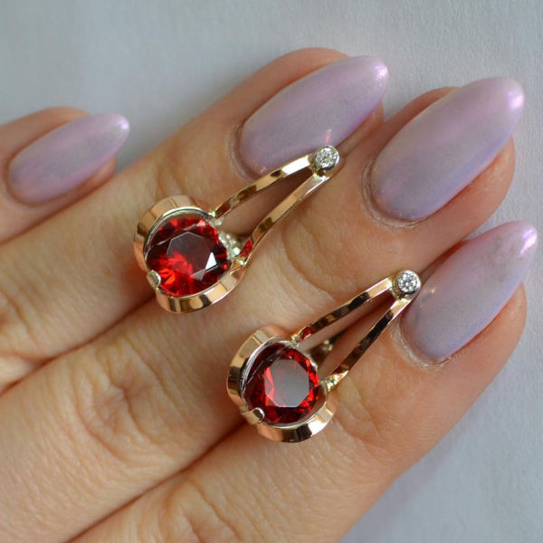 Серебряные серьги  с пластинами из золота