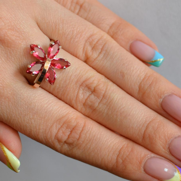 Срібна каблучка з золотими пластинами