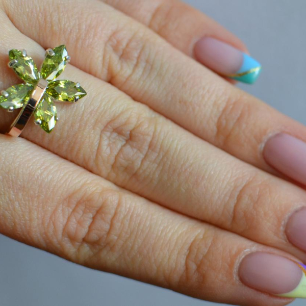 Срібна каблучка з золотими пластинами