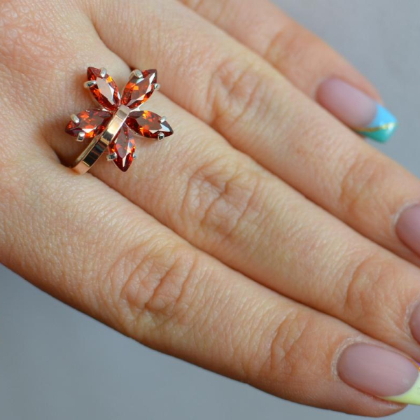 Срібна каблучка з золотими пластинами