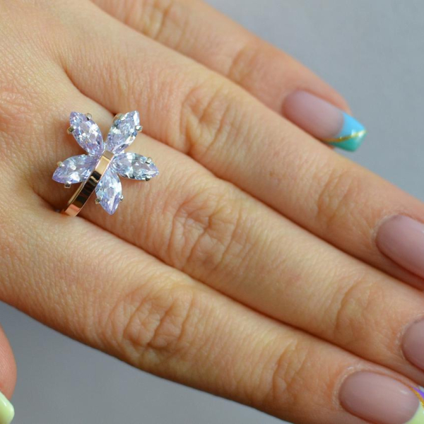 Срібна каблучка з золотими пластинами