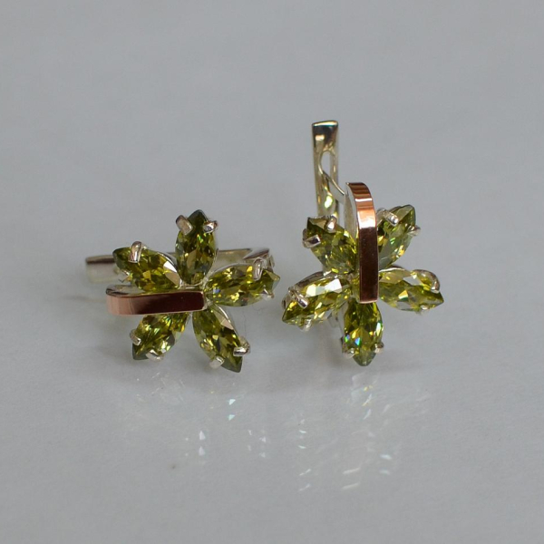 Срібні сережки з золотими накладками