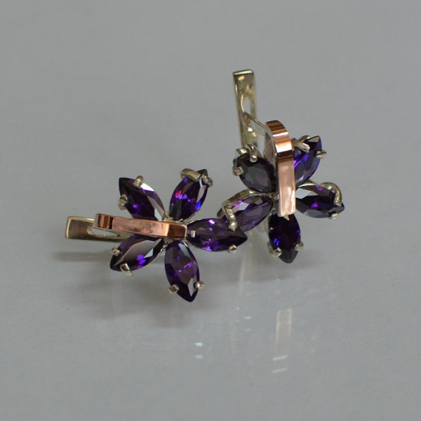 Срібні сережки з золотими накладками