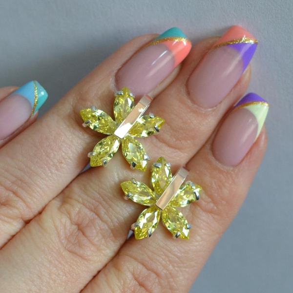 Срібні сережки з золотими накладками