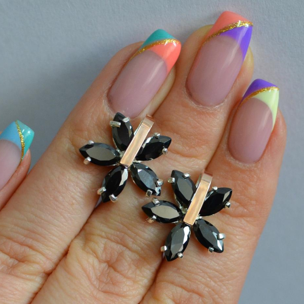 Срібні сережки з золотими накладками