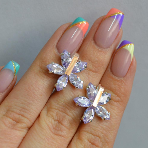 Срібні сережки з золотими накладками