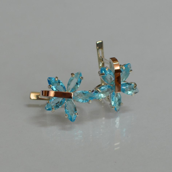 Срібні сережки з золотими накладками