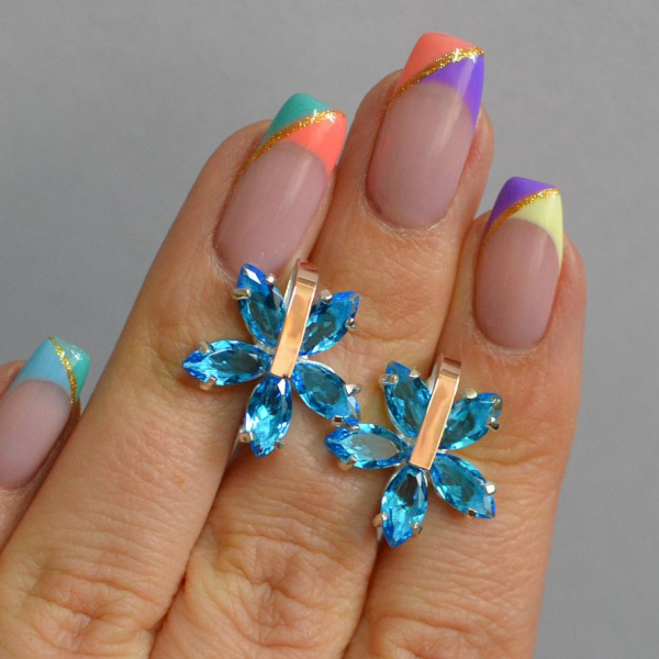 Срібні сережки з золотими накладками