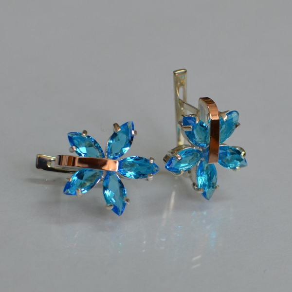 Срібні сережки з золотими накладками