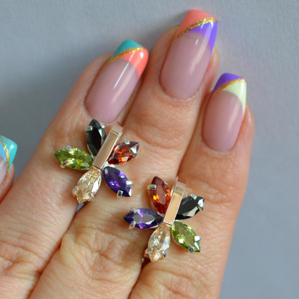 Срібні сережки з золотими накладками