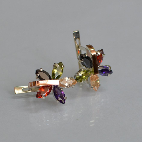 Срібні сережки з золотими накладками