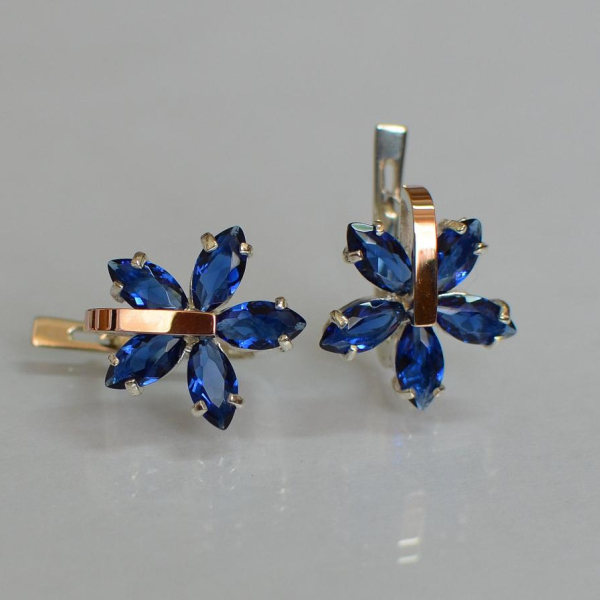 Срібні сережки з золотими накладками