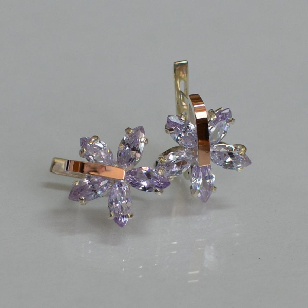 Срібні сережки з золотими накладками