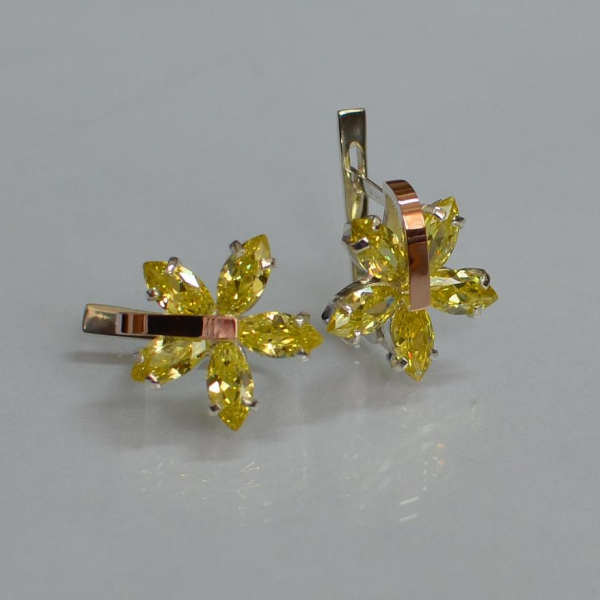 Срібні сережки з золотими накладками