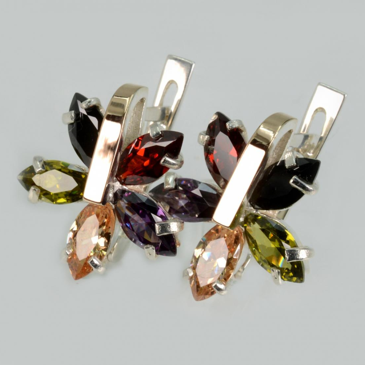 Срібні сережки з золотими накладками