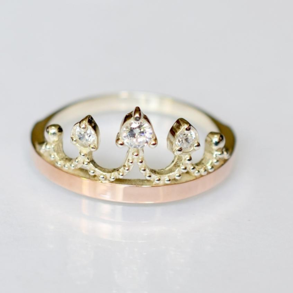 Срібна каблучка з пластинами із золота