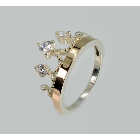 Серебряное кольцо  с пластинами из золота