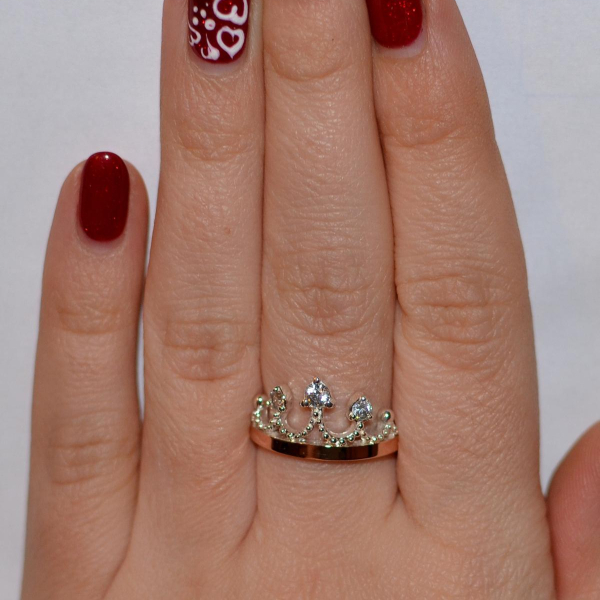 Срібна каблучка з пластинами із золота