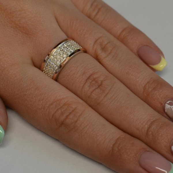 Срібна каблучка з золотими пластинами