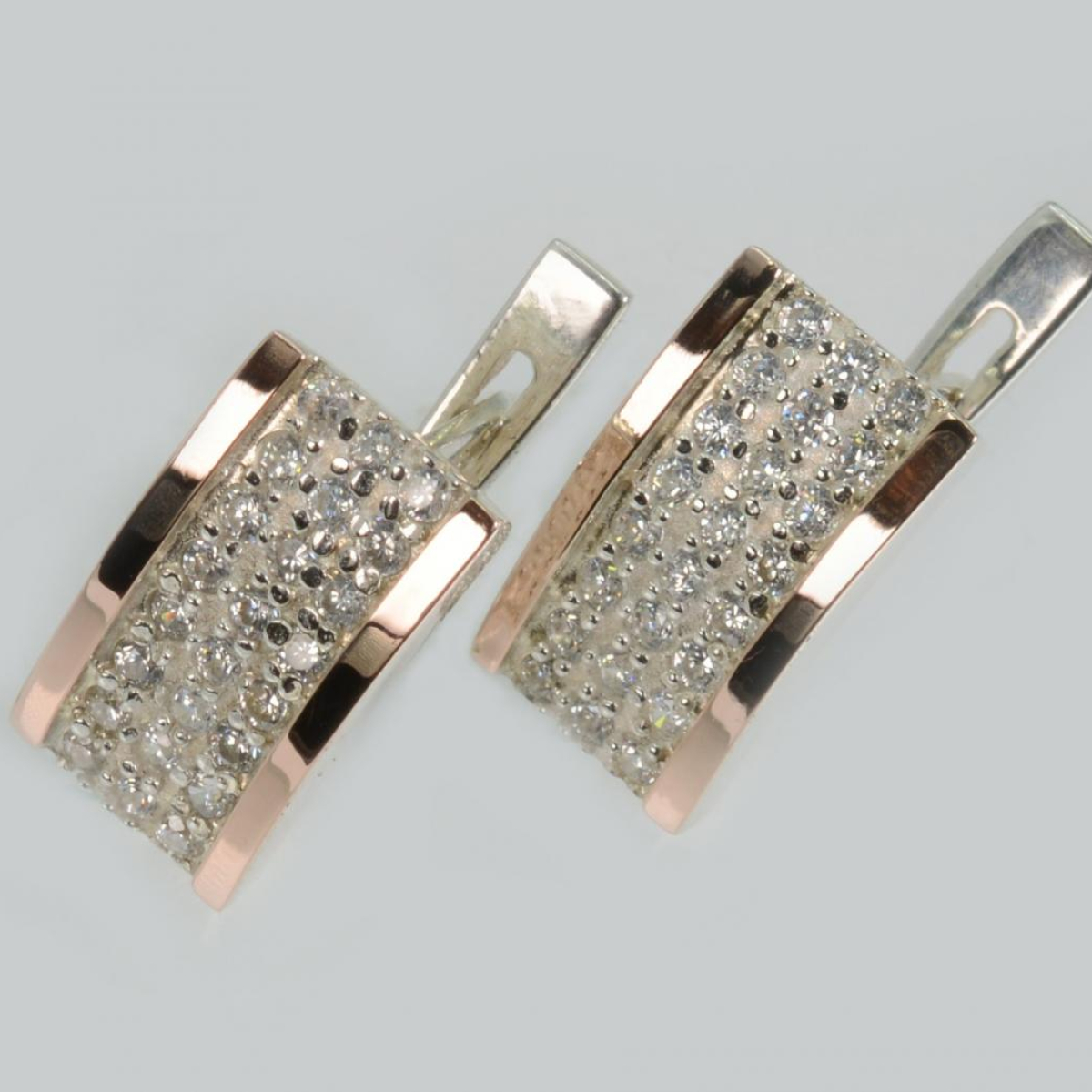 Срібні сережки  зі вставками з золота