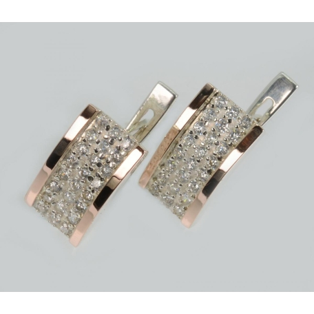 Серебряные серьги со вставками из золота