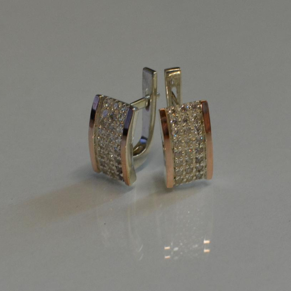 Срібні сережки  зі вставками з золота