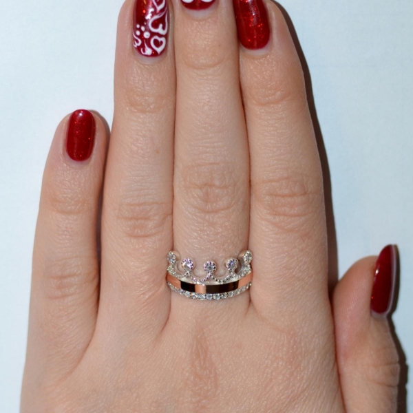 Срібна каблучка з напайками із золота