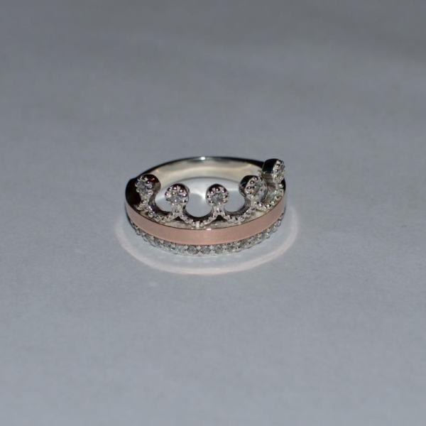 Срібна каблучка з напайками із золота