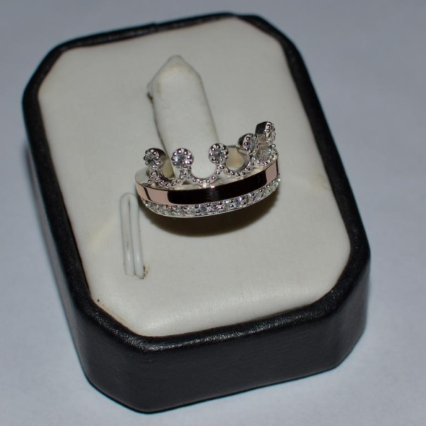 Срібна каблучка з напайками із золота