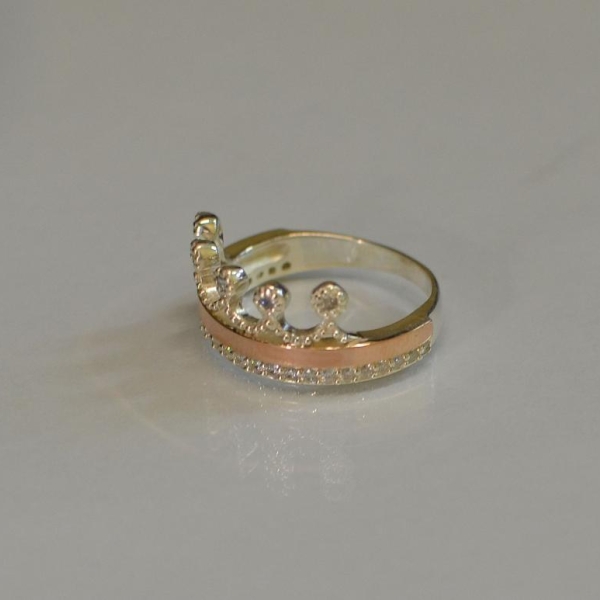 Срібна каблучка з напайками із золота