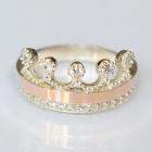 Срібна каблучка з напайками із золота