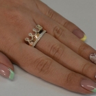 Срібна каблучка з напайками із золота