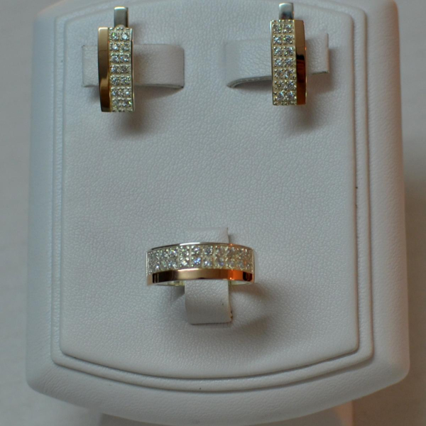 Срібний комплект з накладками з золота