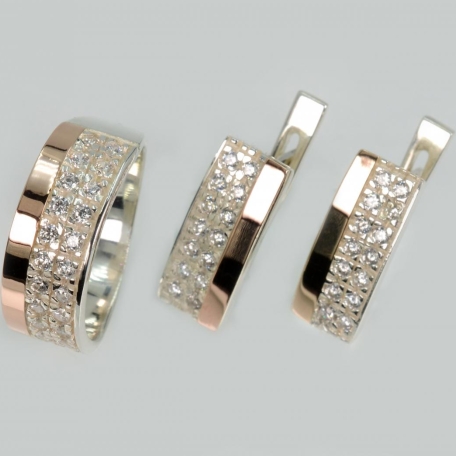 Срібний набір з золотими накладками