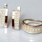 Срібний комплект з накладками з золота