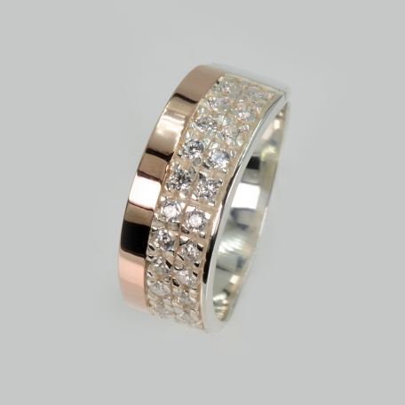 Срібна каблучка з золотими напайками